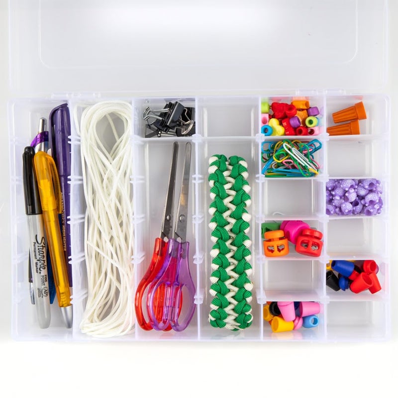 Craft County Embroidery Floss and Thread Organizer Box â€“ 17 Compartments â€“ Clear White Plastic â€“ Empty (Organizer) - Image 3